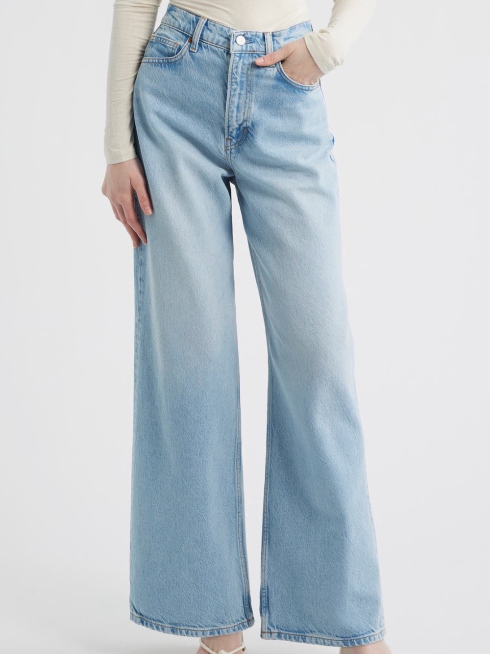 Reformation Light Blue High-Rise Wide Leg Jeans